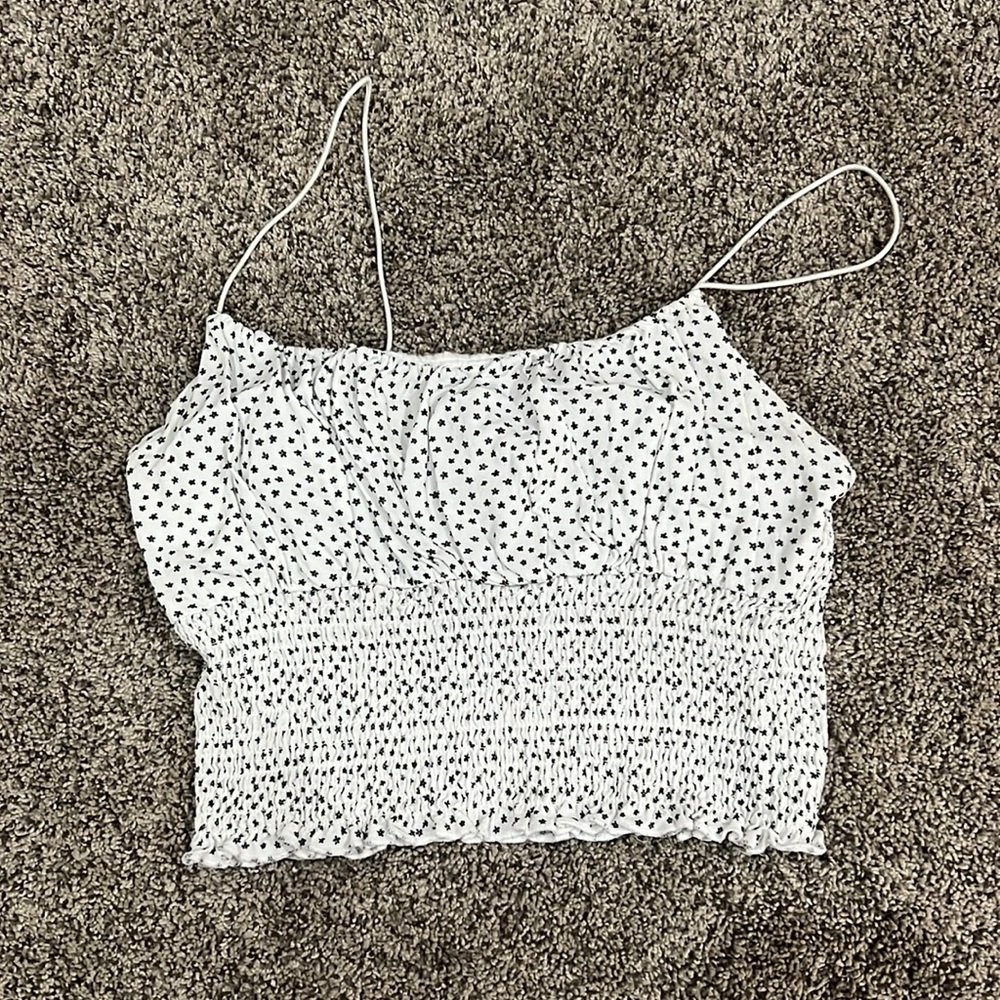 black and white floral dot tank top stretchy size small from pacsun